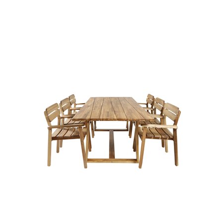 Plankton - Dining Table acacia - 220*100, Marion Stackable Armchair - Acacia_6