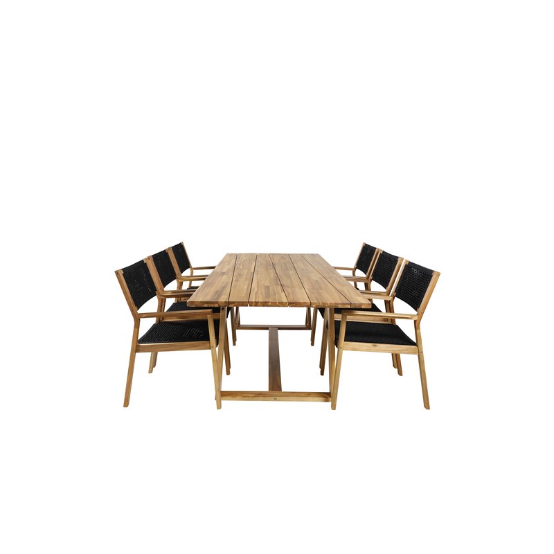 PlaRuokapöydät - 220*100, Little John Dining Chair - Black Rope / Acacia