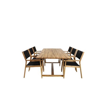 PlaRuokapöydät - 220*100, Little John Dining Chair - Black Rope / Acacia