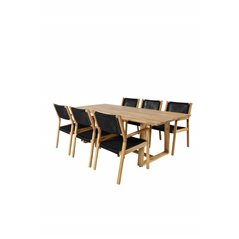 Pla nkton - Acacia Spisebord - 220 * 100, Little John Dining Chair - Black Rope / Acacia _6