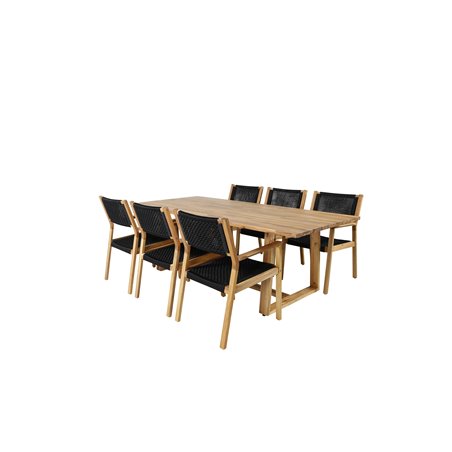 Pla nkton - Acacia Spisebord - 220 * 100, Little John Dining Chair - Black Rope / Acacia _6