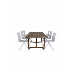 Erica Dining table acacia wire brushed 214*100, Alina Dining Chair - white Alu / White Textilene_6