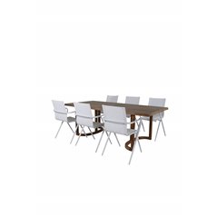 Erica Dining table acacia wire brushed 214*100, Alina Dining Chair - white Alu / White Textilene_6