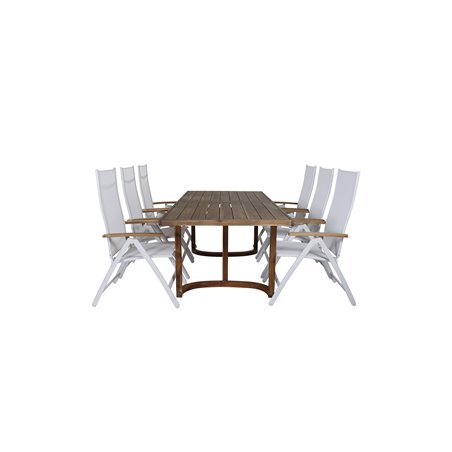 Erica Dining table acacia wire brushed 214*100, Panama Light 5-pos Chair White / white_6