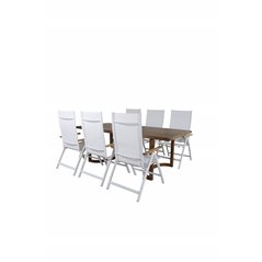 Erica Dining table acacia wire brushed 214*100, Panama Light 5-pos Chair White / white_6