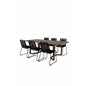 Erica Dining -pöydän acacia-lanka murskattiin 214*100, Lindos Stacking -tuoli - Black Alu / Black Rope