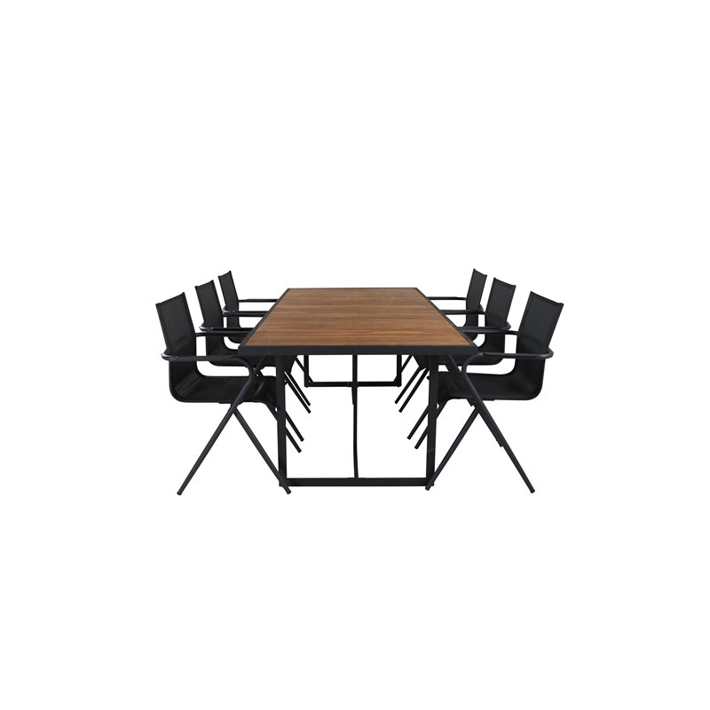 Khung illallinen Table - Black Steel / Acacia (teklook) - 200*100cm+Alina Dining Chair - Black Alu/Black Textilene_6