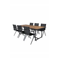 Khung illallinen Table - Black Steel / Acacia (teklook) - 200*100cm+Alina Dining Chair - Black Alu/Black Textilene_6