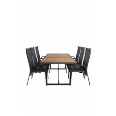 Khung Dining Table - Black Steel / Acacia (teklook) - 200*100cm+Copacabana Recliner Chair - Black/Black_6