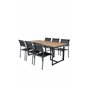 Khung illallinen Table - Black Steel / Acacia (teklook) - 200*100cm+SanTorini Arm Chair Black Alu/Black Textilene (käytetty)