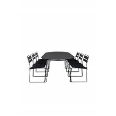 Viga Dining Table - Black Steel / Grey Spray glass - 200*100cm, Lina Dining Chair - Black_6