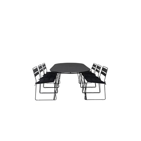 Viga Dining Table - Black Steel / Grey Spray glass - 200*100cm, Lina Dining Chair - Black_6