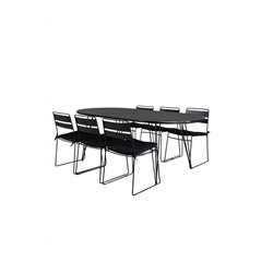 Viga Dining Table - Black Steel / Grey Spray glass - 200*100cm, Lina Dining Chair - Black_6