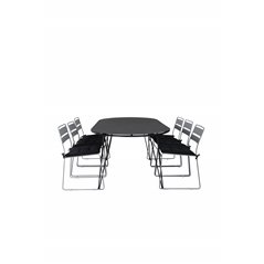 Viga Dining Table - Black Steel / Grey Spray glass - 200*100cm, Lina Dining Chair - Grey_6