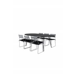 Viga Dining Table - Black Steel / Grey Spray glass - 200*100cm, Lina Dining Chair - Grey_6