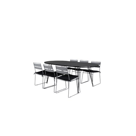 Viga Dining Table - Black Steel / Grey Spray -jäätelö 200*100cm Lina illallinen Tuoli Grey_6