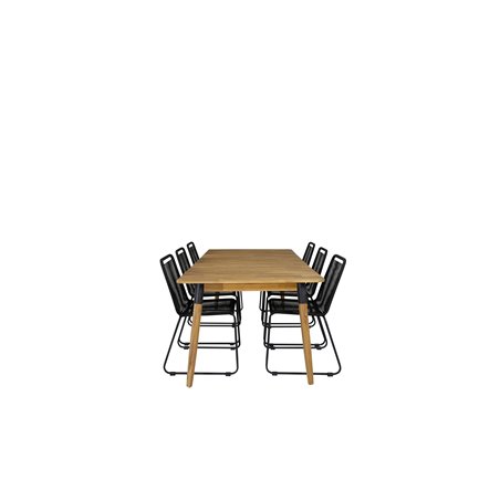 Julian Dining Table - Acasia - 210*100cm, Lindos Stacking Chair - Black Alu / Black Rope_6