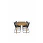 Julian Dining Table - Acasia - 210*100cm, Lindos Stacking Chair - Black Alu / Black Rope