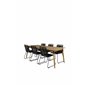 Julian Dining Table - Acasia - 210*100cm, Lindos Stacking Chair - Black Alu / Black Rope