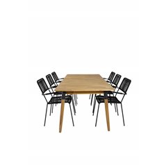 Julian Dining Table - Acasia - 210*100cm, Lindos Armchair - Black Alu / Black Rope_6