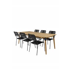 Julian Dining Table - Acasia - 210*100cm, Lindos Armchair - Black Alu / Black Rope_6