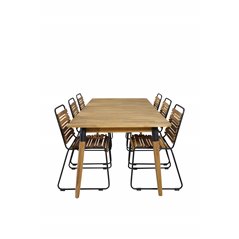 Julian Dining Table - Acasia - 210*100cm, Bois Dining Chair - Black Alu / Acacia