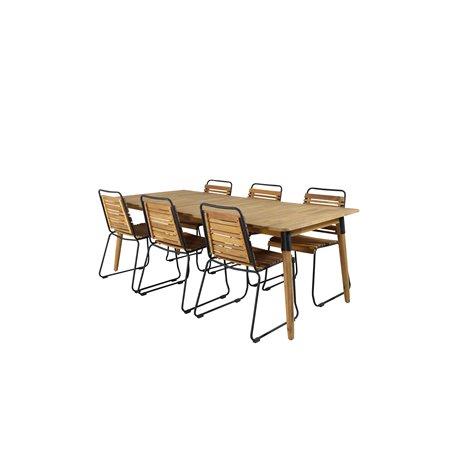 Julian Dining Table - Acasia - 210*100cm, Bois Dining Chair - Black Alu / Acacia