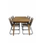 Julian Dining Table - Acasia - 210*100cm, Lindos Stacking Chair - Black Alu / Latte Rope