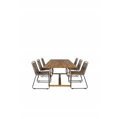 Plankton - Dining Table acacia - 220*100, Lindos Stacking Chair - Black Alu / Latte Rope_6