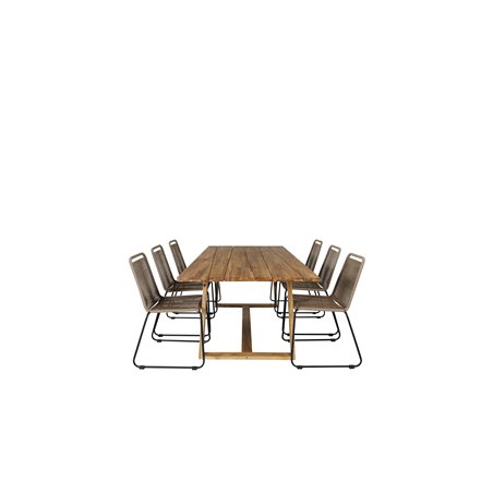 Plankton - Dining Table acacia - 220*100, Lindos Stacking Chair - Black Alu / Latte Rope_6