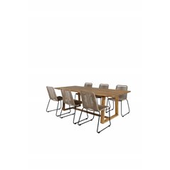 Plankton - Dining Table acacia - 220*100, Lindos Stacking Chair - Black Alu / Latte Rope_6