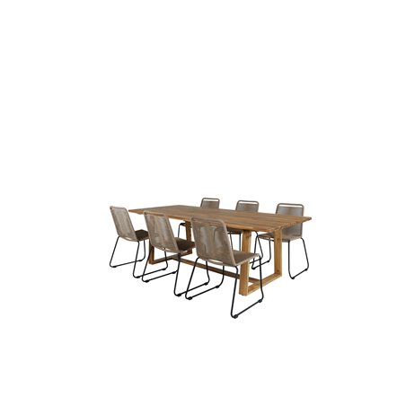 PlaRuokapöydät - 220*100, Lindos Stacking Chair - Black Alu / Latte Rope