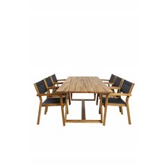 Plankton - Dining Table acacia - 220*100, Venice Stackingchair - Teak / Black textilene_6