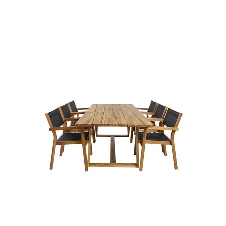 Plankton - Dining Table acacia - 220*100, Venice Stackingchair - Teak / Black textilene_6