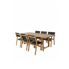 Plankton - Dining Table acacia - 220*100, Venice Stackingchair - Teak / Black textilene_6