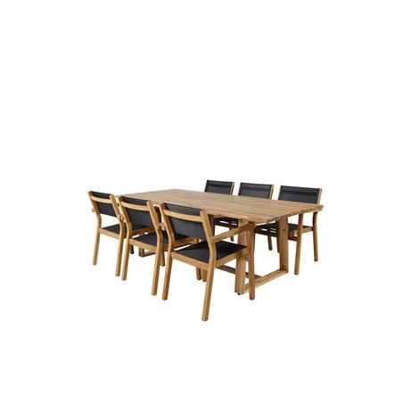 Pla nkton - Acacia Spisebord - 220 * 100, Venice Stackingchair - Teak / Sorte tekstiler_6