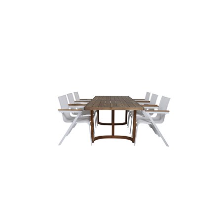 Erica Dining table acacia wire brushed 214*100, Mexico Chair - White/Teak_6