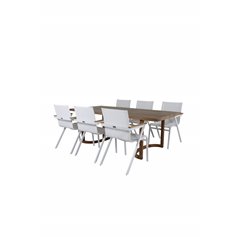 Erica Dining table acacia wire brushed 214*100, Mexico Chair - White/Teak_6