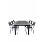 Albany Table - 224/324 - Black/Grey, Lindos Armchair - Black Alu / Grey Rope