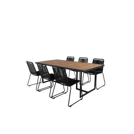 Khung illallinen Table - Black Steel / Acacia (teklook) - 200*100cm+Lindos Alkuperäinen nimi: Black Alu/Black Rope