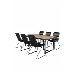 Khung Dining Table - Black Steel / Acacia (teklook) - 200*100cm+Bois Armchair - Black Alu / Black Rope / Acacia_6