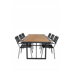 Khung Dining Table - Black Steel / Acacia (teklook) - 200*100cm+Lindos Armchair