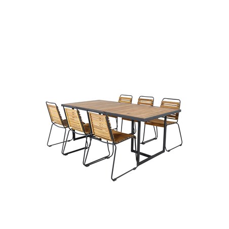 Khung illallinen Table - Black Steel / Acacia (teklook) - 200*100cm+Bois Dining Chair - Black Alu / Acacia_6