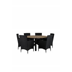 Mexico Table ø 140 - Black/Teak, Malin Armchair - Black/Grey_6