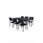 Viga Dining Table - Black Steel / Grey Spray Jäätelö - 200*100cm SanTorini Arm Chair Black Alu/Black Textilene (käytetty)