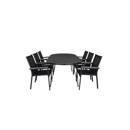 Viga Dining Table - Black Steel / Grey Spray glass - 200*100cm, Parma Chair - Black/Grey_6