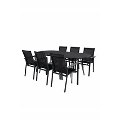 Viga Dining Table - Black Steel / Grey Spray glass - 200*100cm, Parma Chair - Black/Grey_6