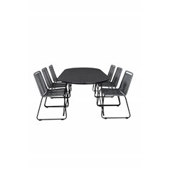 Viga Dining Table - Black Steel / Grey Spray jäätelö - 200*100cm, Lindos Chair - Black/Grey_6