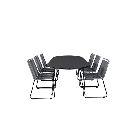 Viga Dining Table - Black Steel / Grey Spray glass - 200*100cm, Lindos Chair - Black/Grey_6