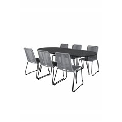 Viga Dining Table - Black Steel / Grey Spray jäätelö - 200*100cm, Lindos Chair - Black/Grey_6